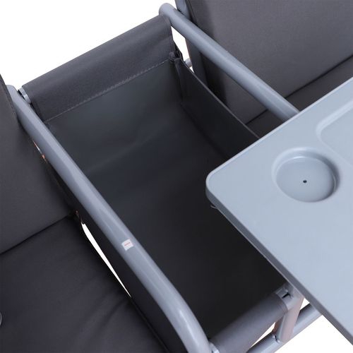 Steel Frame 2-Seater  Swing Chair w/ Table Grey