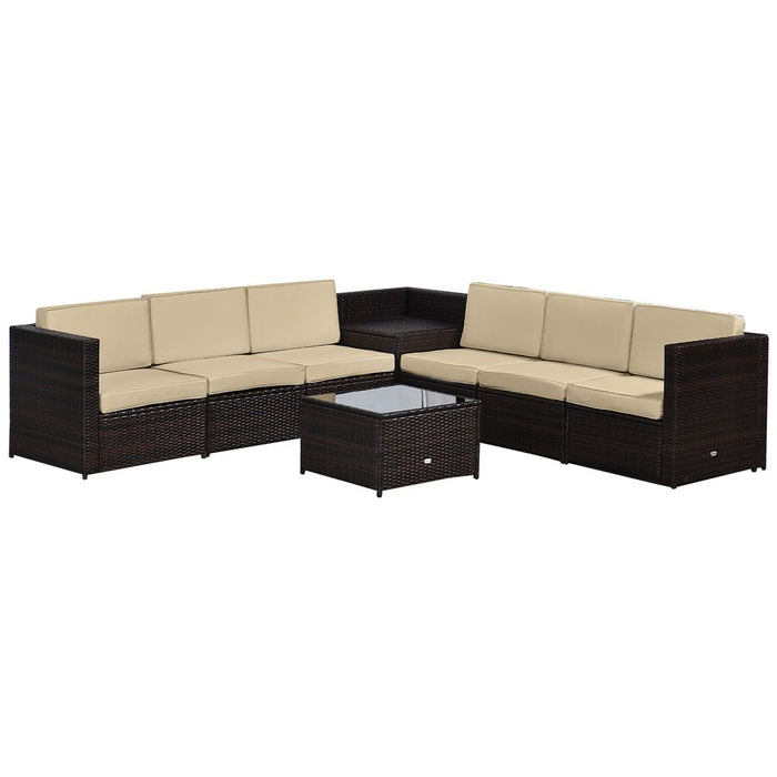 Premium Outsunny 6-Seater Rattan Sofa Set - Brown, Steel Frame