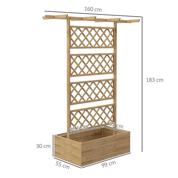 Outsunny Wooden Trellis Planter, Raised Garden Bed for Climbing Plants, Natural