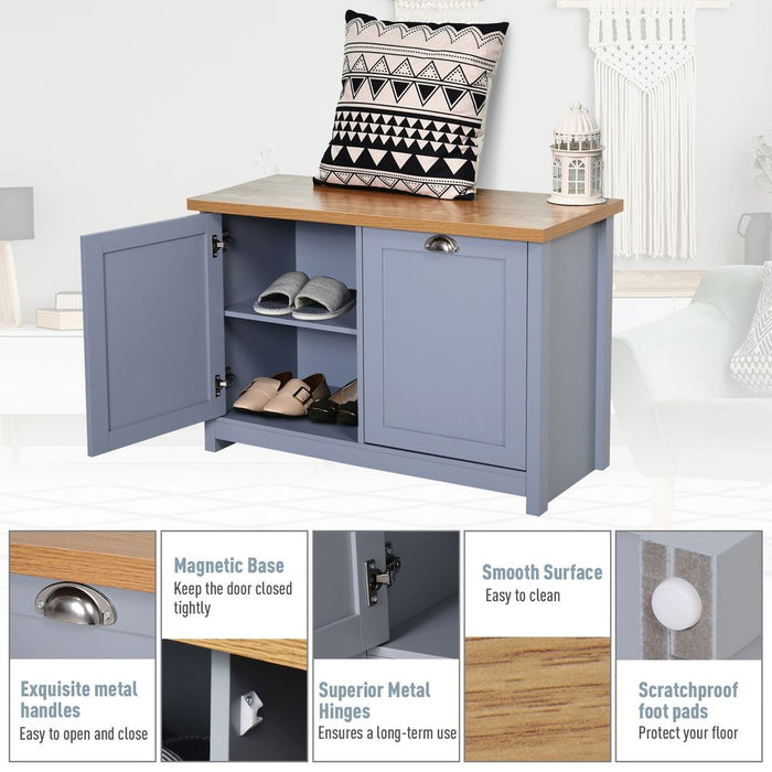 Rustic Grey 4-Compartment Shoe Cabinet | MDF Storage for Hallway and Communal Areas