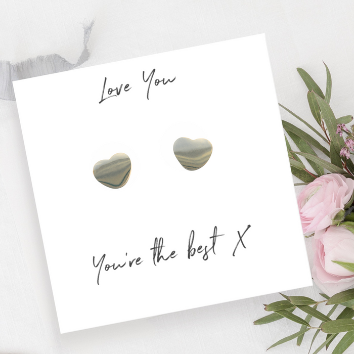 Heart Earrings on Love You Message Card