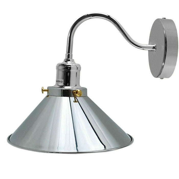 Retro Industrial Swan Neck Wall Light Indoor Sconce Metal Cone Shape Shade - Basement, Bedroom, Dining Room, Garage