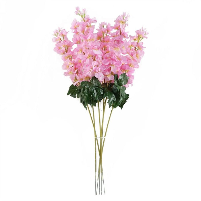 6pc 75cm Delphinium Pink Silk Stem - Premium Quality Artificial Flowers for Arrangements & Decor