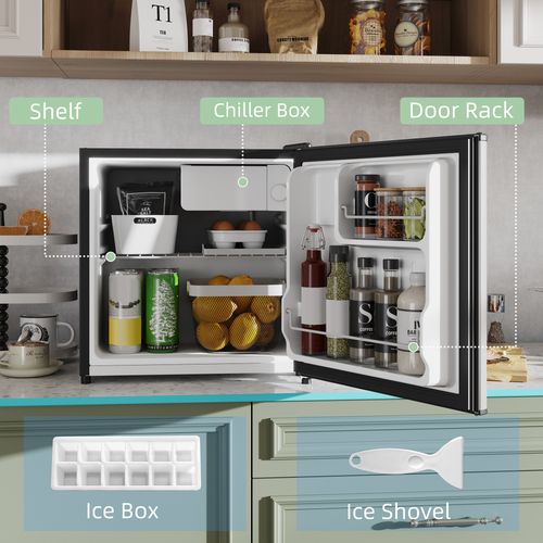 HOMCOM 46L Counter Top Fridge with Chiller Box Mini Fridge for Bedrooms Silver