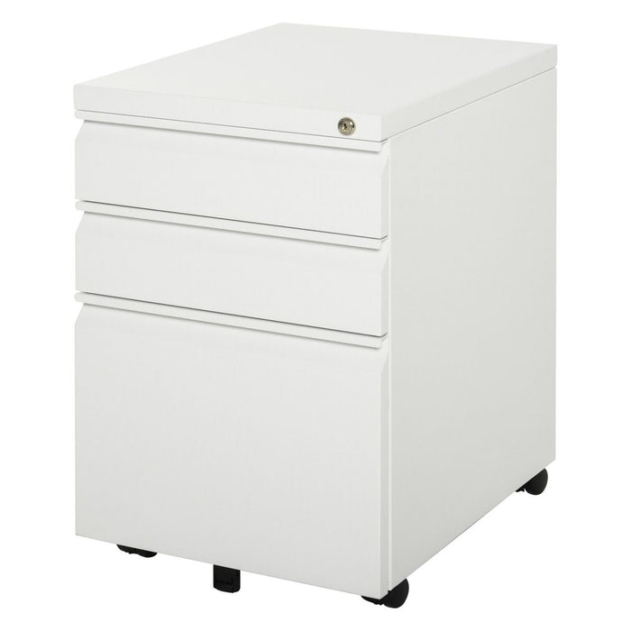 Vinsetto Mobile Vertical File Cabinet Lockable Metal Filling Cabinet with 3 Drawers Anti-tilt Design for Letter A4 Legal Size Fully Assembled Except Casters White