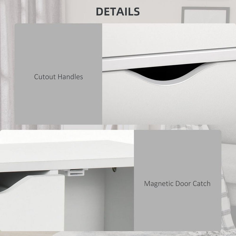 Modern Storage Cabinet Organizer with 4 Drawers and 1 Shelf, White