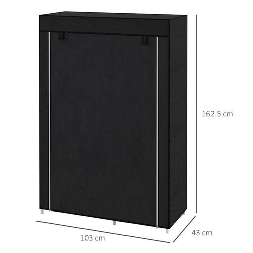 Fabric Wardrobe Hanging rail and Six shelves Clothes Storage 103W x 43D x 162.5H cm