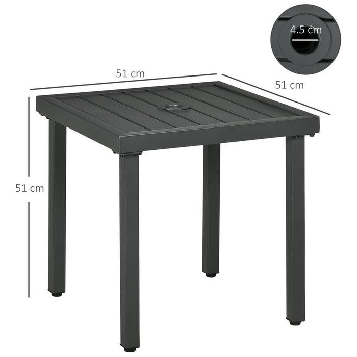 Premium Outsunny Garden Side Table - Durable Steel Frame, Umbrella Hole - Perfect for Patio, Balcony