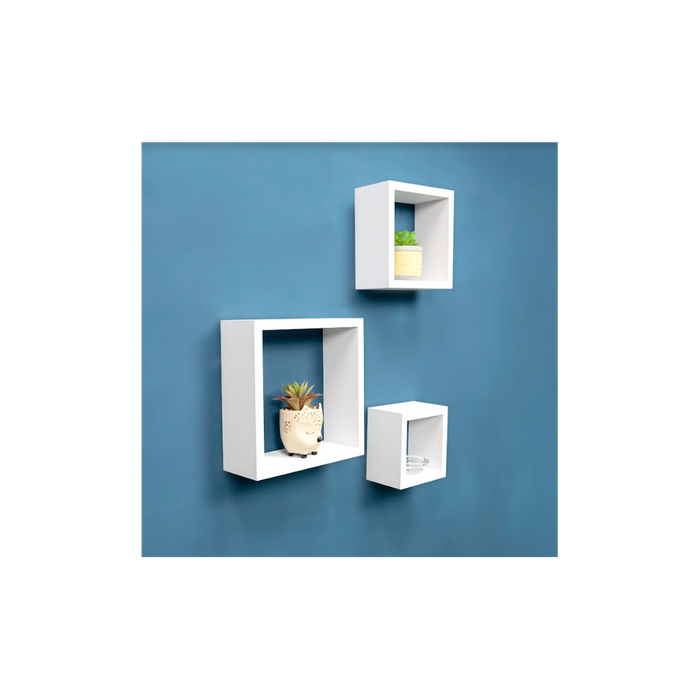 Stylish Set of 3 Cube White Floating Wall Shelf - Best Quality, Expert Craftsmanship