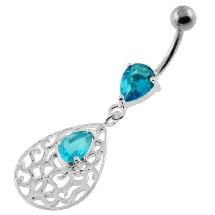 Jeweled Tear Drop Pattern belly piercing