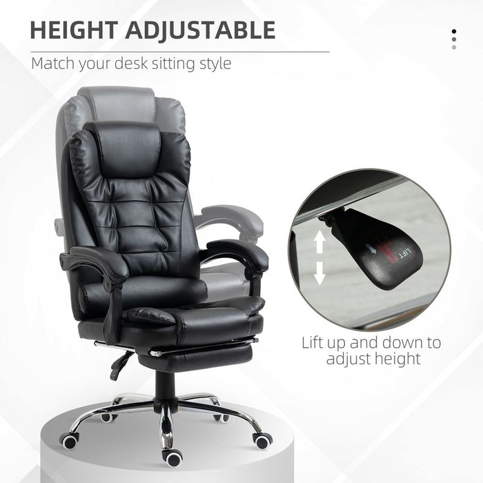 Premium PU Leather High Back Office Chair - Ergonomic Swivel Computer Chair - Black