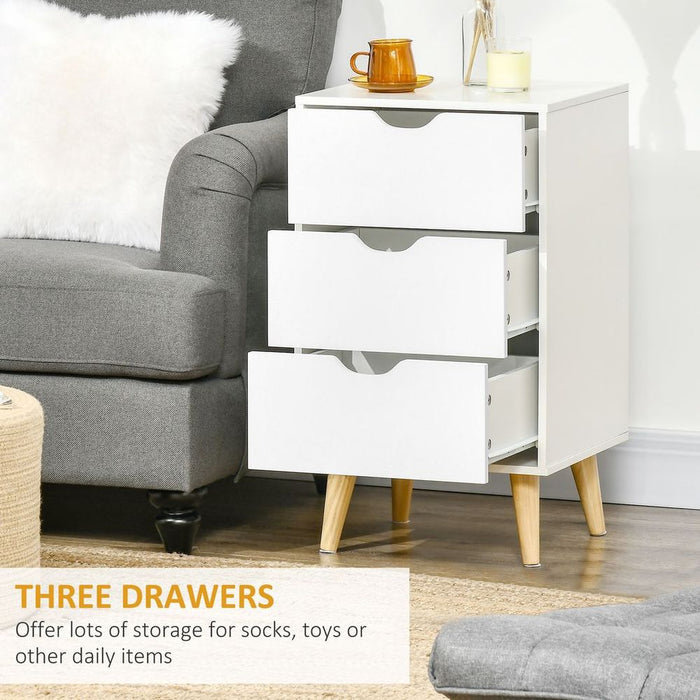 HOMCOM 3-Drawer Storage Chest - Stylish & Sturdy - Bedroom & Living Room Furniture