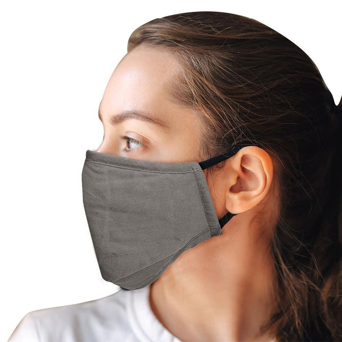 Triple-Layer Cotton Mask - Grey - Adults - Filter Pocket