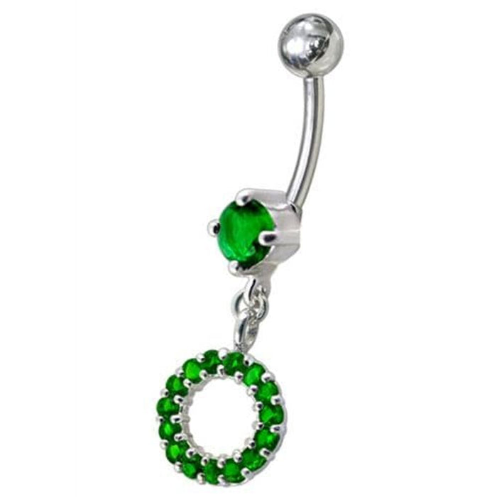 Fancy Multi Jeweled Dangling Navel Belly Ring Body Jewelry