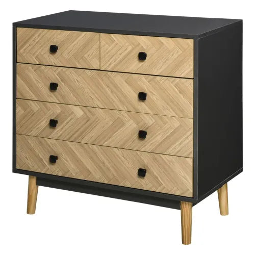 Wooden 5-Drawer Storage Cabinet Chest with Metal Handles Bedroom Living Room