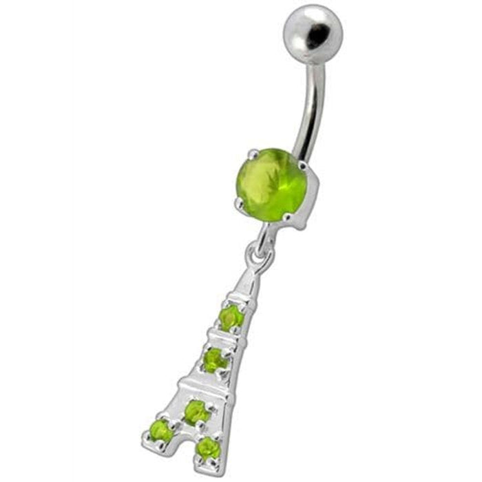 Fancy Jeweled "Eiffel Tower" Dangling Belly Ring