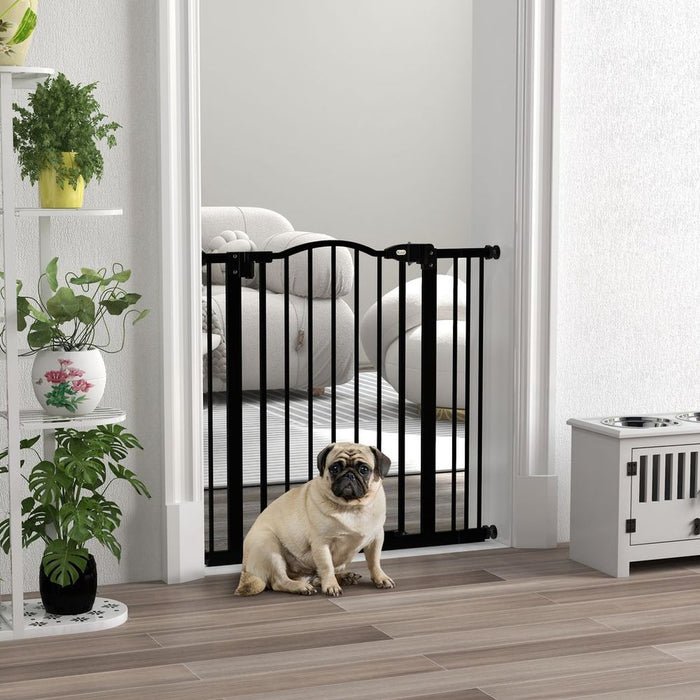 PawHut Adjustable Auto-Close Pet Gate - Black, 74-87cm