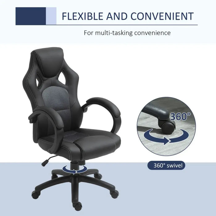 Executive Racing Swivel Gaming Office Chair PU Leather Computer Desk Chair Grey