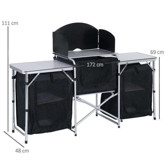 Outsunny Folding Camping Kitchen Portable Cooking Table