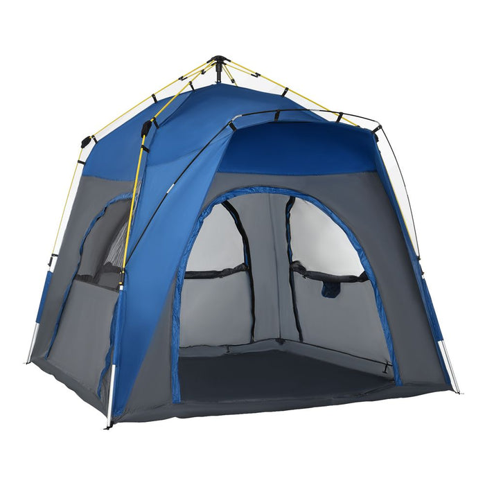 Premium 4 Person Pop-Up Camping Tent - Waterproof, Easy Set-Up, Grey Outsunny