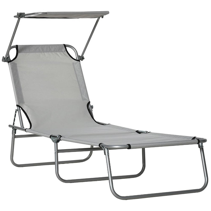 Premium Folding Sun Lounger w/ Adjustable Canopy - High Quality, Comfortable & Portable - Ideal for Gardens & Outdoor Areas