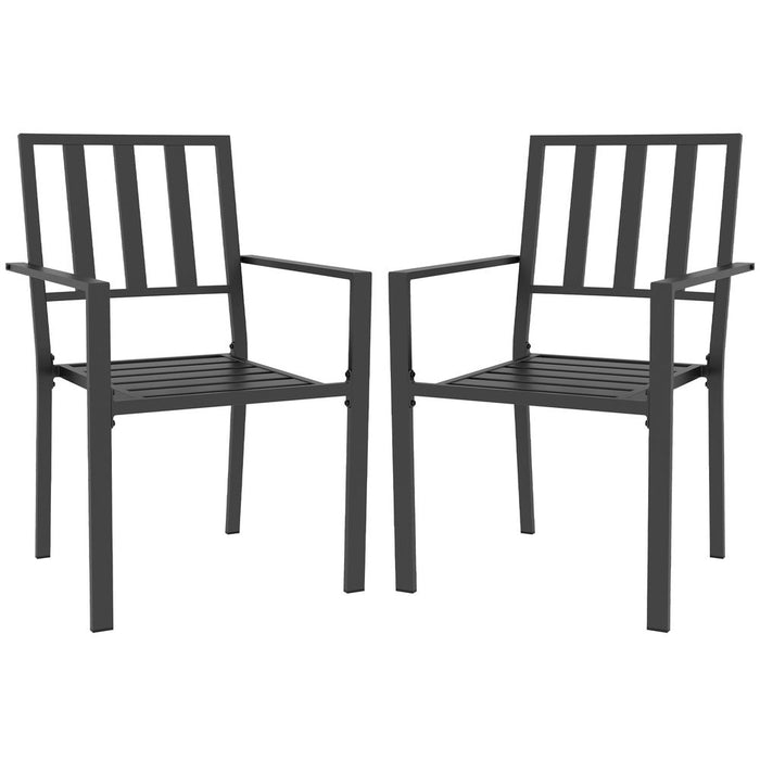 Outsunny 2 PCs Stackable Metal Garden Chairs, Black - Stylish & Sturdy Outdoor Seating for Bistros, Patios, and More!