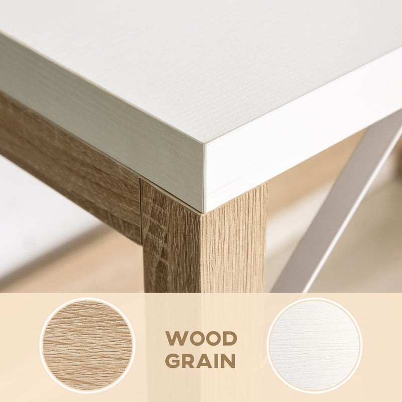 Premium Wood Grain Rectangle Desk - Book Shelf Display - Home Office Quality