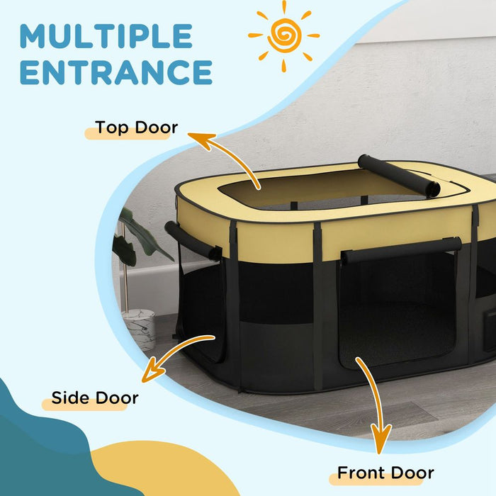 PawHut Portable Dog Pen - Puppies, Rabbits, Kittens, Guinea Pigs - Yellow