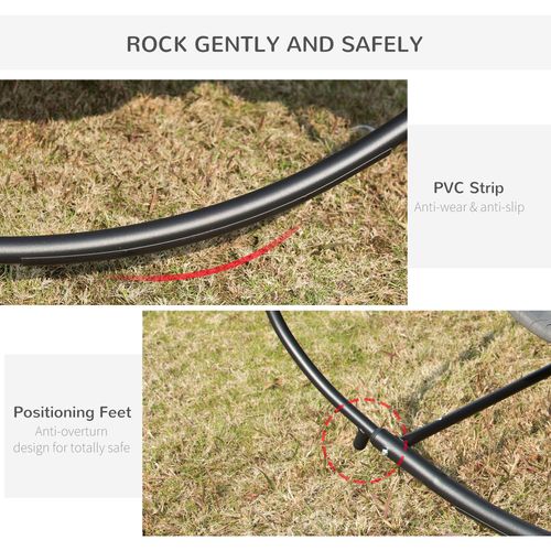 Double Hammock Chair Sun Lounger Swing Rock Seat Grey Rocker W/ Pillow Bed