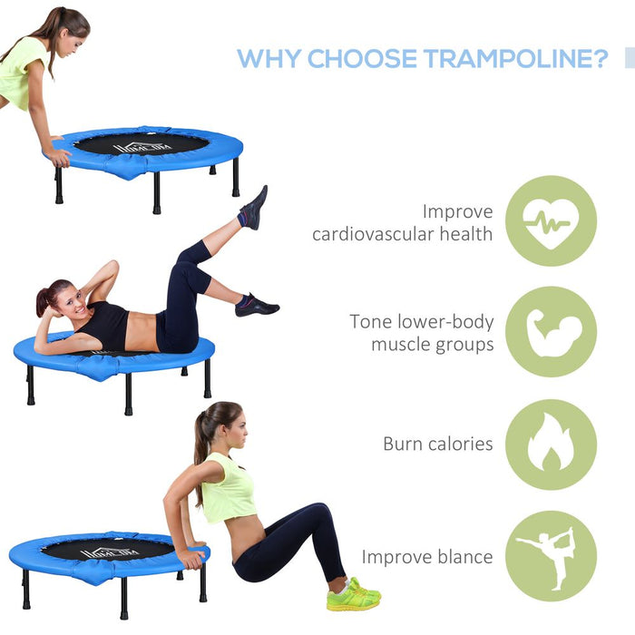 Foldable Mini Fitness Trampoline Exercise Rebounder, Blue