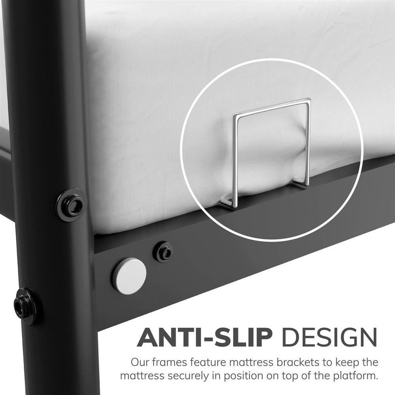 Premium Quality Double Metal Bed Frame - Strong, Stylish, and Space-Saving - Black Finish - Easy Assembly