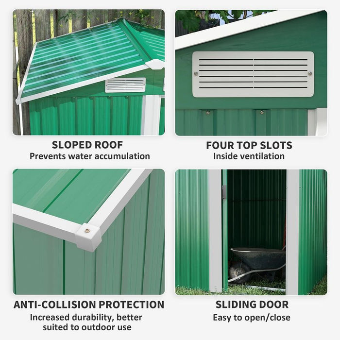 Outsunny 5ft x 4.3ft Outdoor Metal Storage Shed - Sliding Door, Sloped Roof