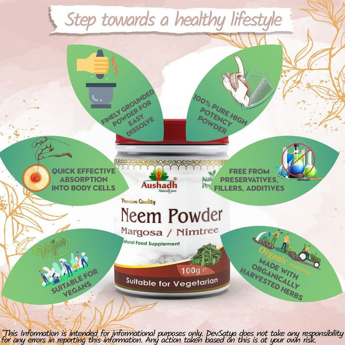 Premium Neem Powder - 100% Natural Herbal Supplement - Effective with Ayurveda, Unani, and Modern Medicine