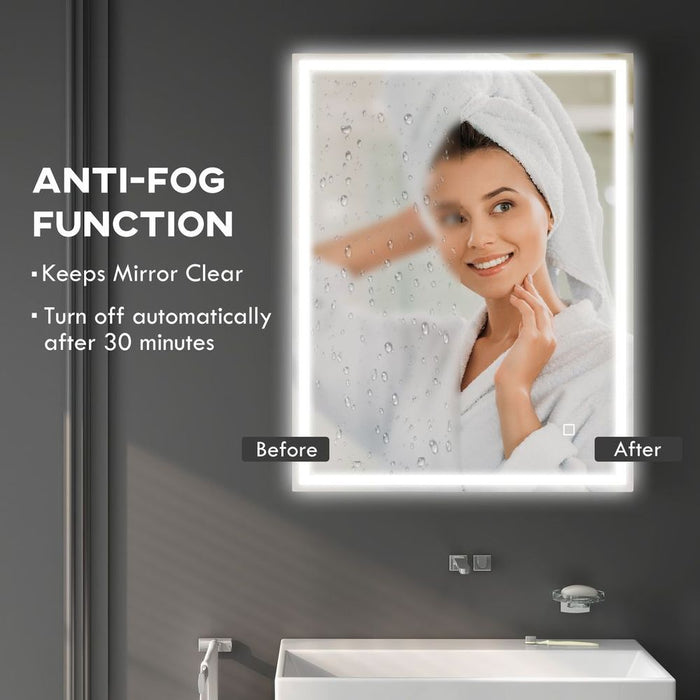 kleankin Illuminated Bathroom Mirror with LED Lights, 3 Colours, Defogging Film