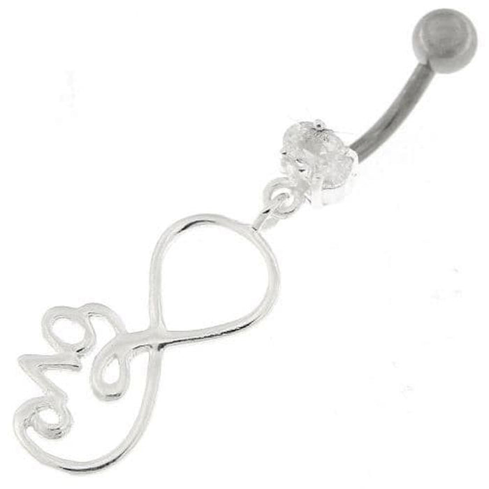 Infinity Love 925 Sterling Silver Belly Button Piercing