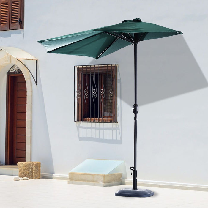 2.7m Half Round Umbrella Parasol - UV Resistant, Waterproof, Portable - Ideal for Balconies & Small Gardens