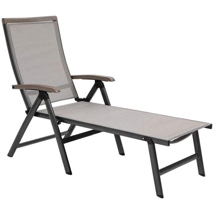 Folding Sun Lounger, Adjustable Aluminium Frame Brown