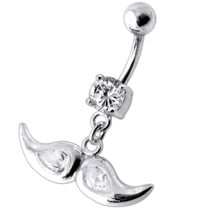 Jeweled mustache Dangling Belly Ring