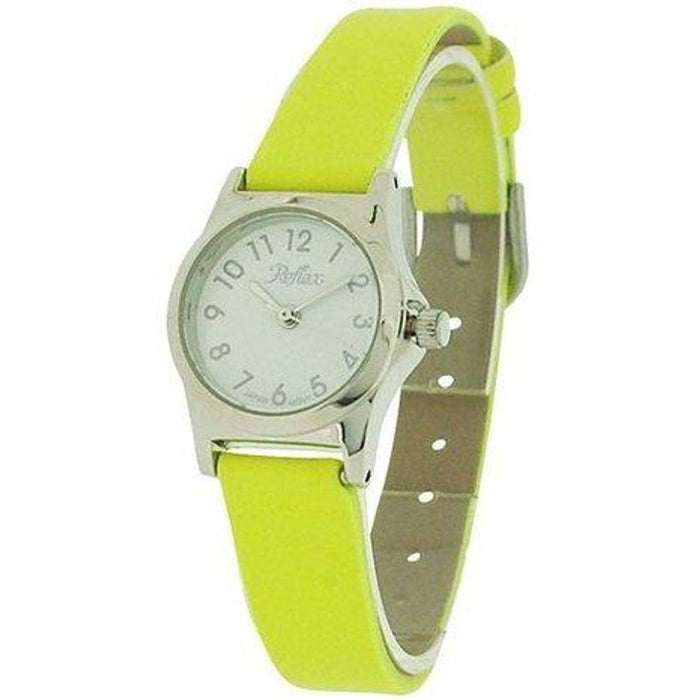 Reflex Girls Ladies White Dial Silver Metal Bright Yellow Strap Watch 101323LT