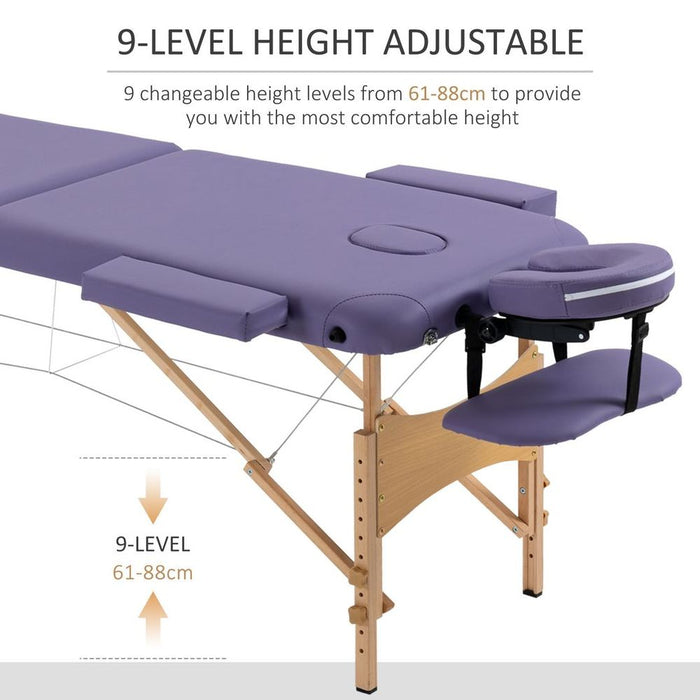 Premium Purple Folding Massage Bed - Portable Spa Table for Beauty Treatments - Sturdy & Adjustable - Carry Bag Included