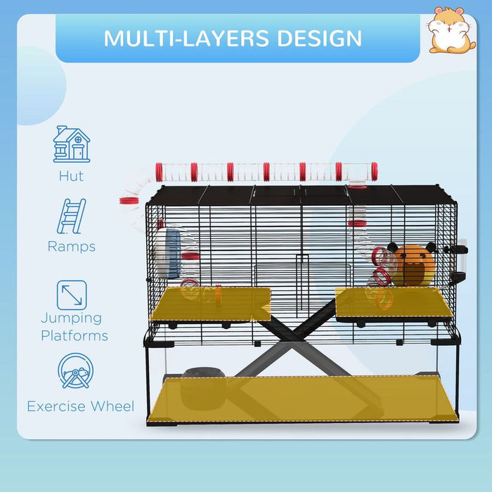 Ultimate Hamster Cage Set - Tunnels, Platforms, Ramps, Hut, 78.5 x 48.5 x 57cm