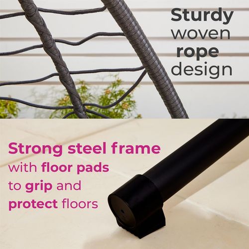 Neo Grey Garden Swing Hanging Egg Chair With Cushions