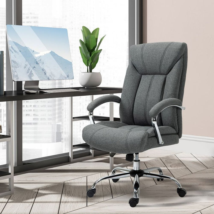 Premium High Back Home Office Chair - Armrest, Swivel Wheels, Grey-Professional Quality