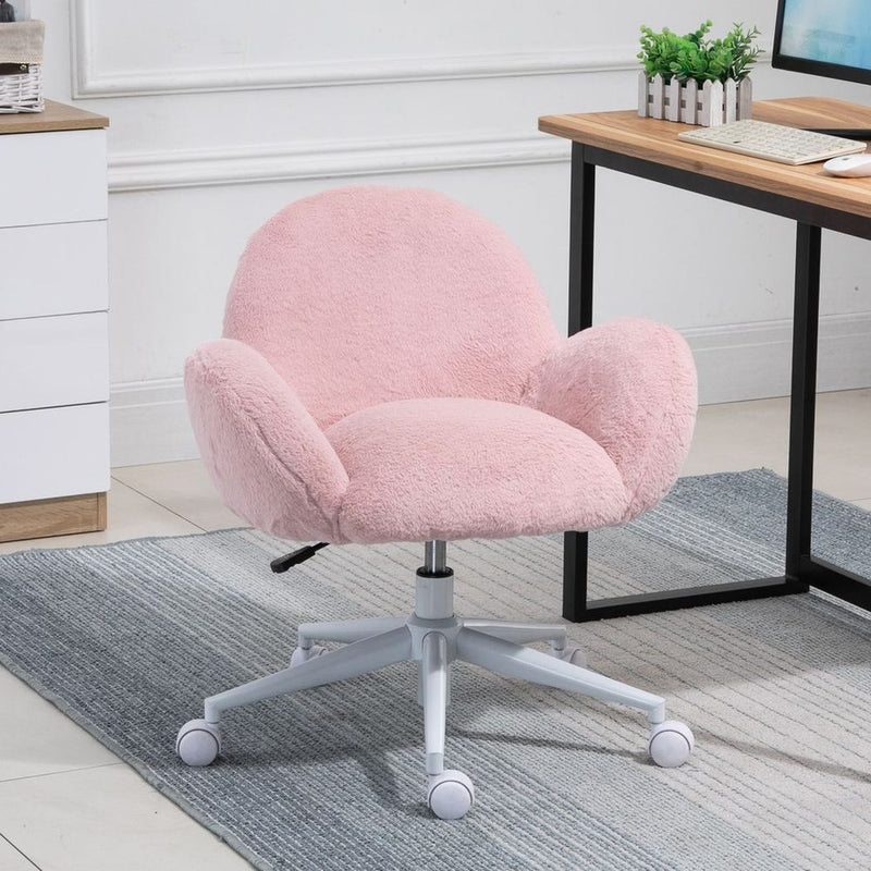 Fluffy Pink Leisure Chair w/ Backrest & Armrest for Bedroom - Professional Seller, High Quality