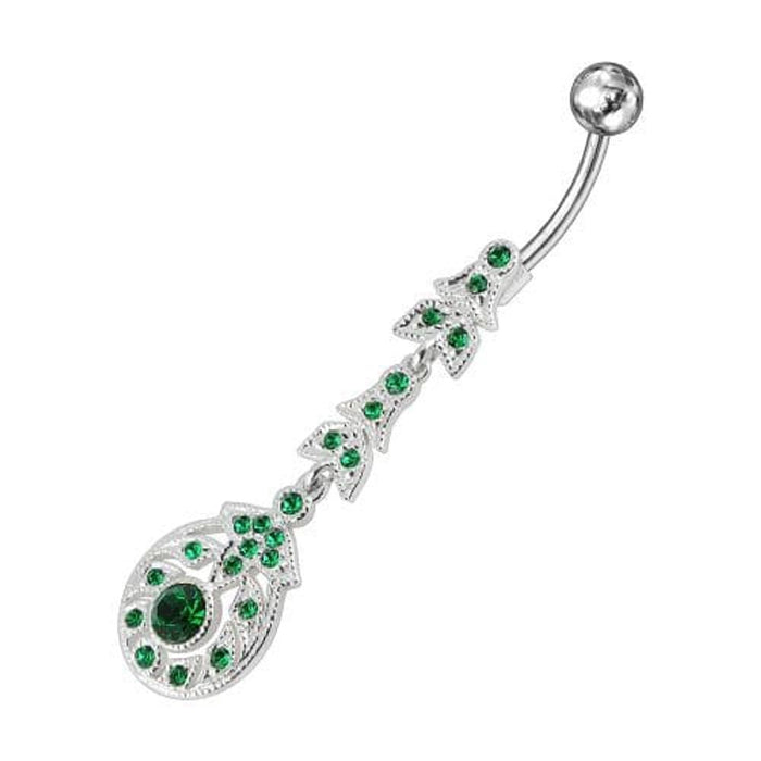  Fancy Silver Dangling SS Bar Curved Belly Ring 