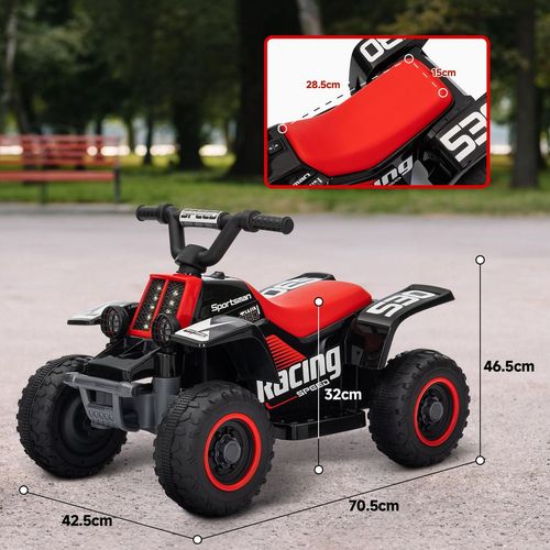 AIYAPLAY 6V Electric Quad Bike for Kids w/ Forward Backward, Black and Red