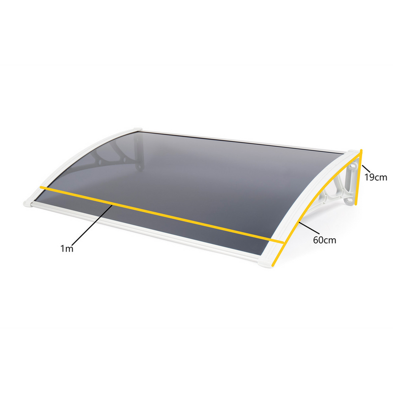 Greenhurst 1126N White Easy Fit 1m Tinted Door Canopy 60D x 100W x 19H cm