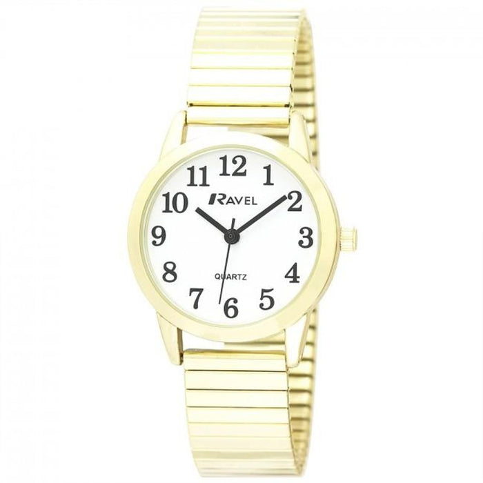 Ravel Ladies White Dial Gold Bracelet Watch - Easy Read, Comfort Fit, Bold Numbers - R0232.02.2