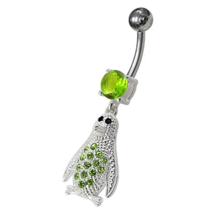 Jeweled Penguin Dangling Belly Ring