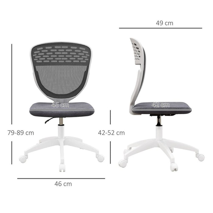 Vinsetto Desk Chair, Height Adjustable Mesh Office Chair with Wheels, Grey